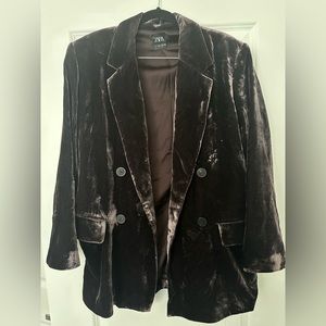 Zara Velvet Blazer (Chocolate Brown)